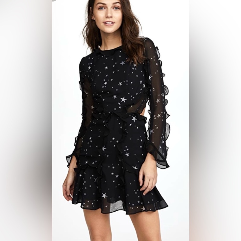 Fame and Partners Black Starry Long Sleeve Dress